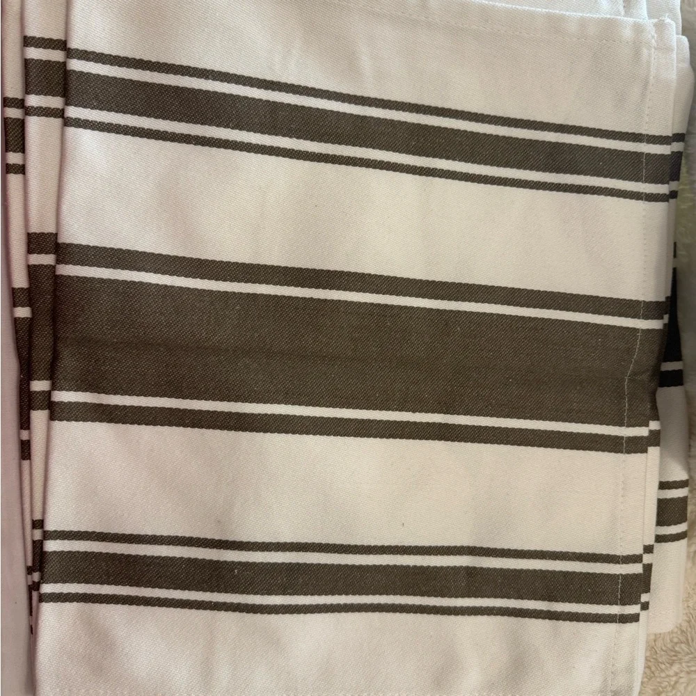 Striped Brown and White Dining Table Mats - Classic Cotton